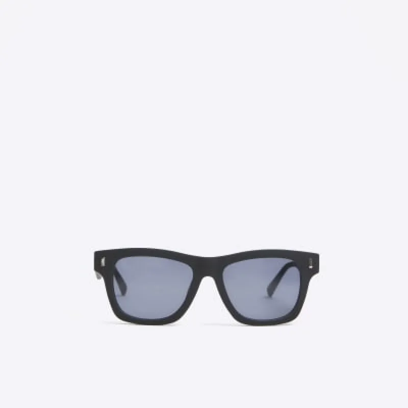 Black Rubber Wayfarer Sunglasses sold by River Island