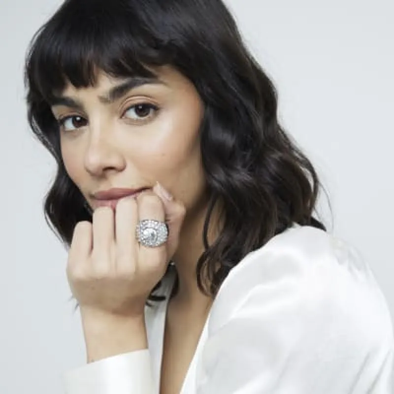 Silver Crystal Cocktail Ring sold by River Island