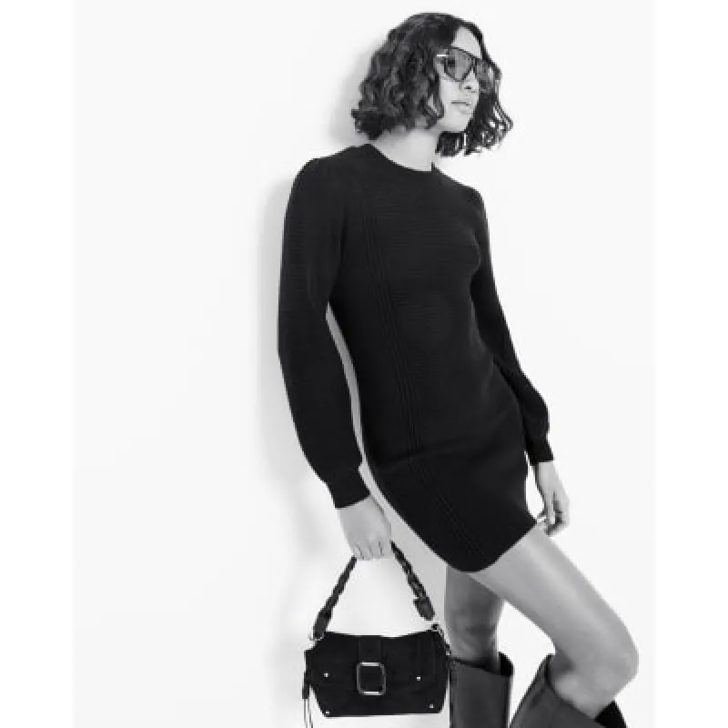 Black Ribbed Mini Dress sold by River Island