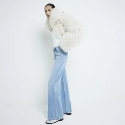 Blue Denim Relaxed Straight Jeans sold by River Island