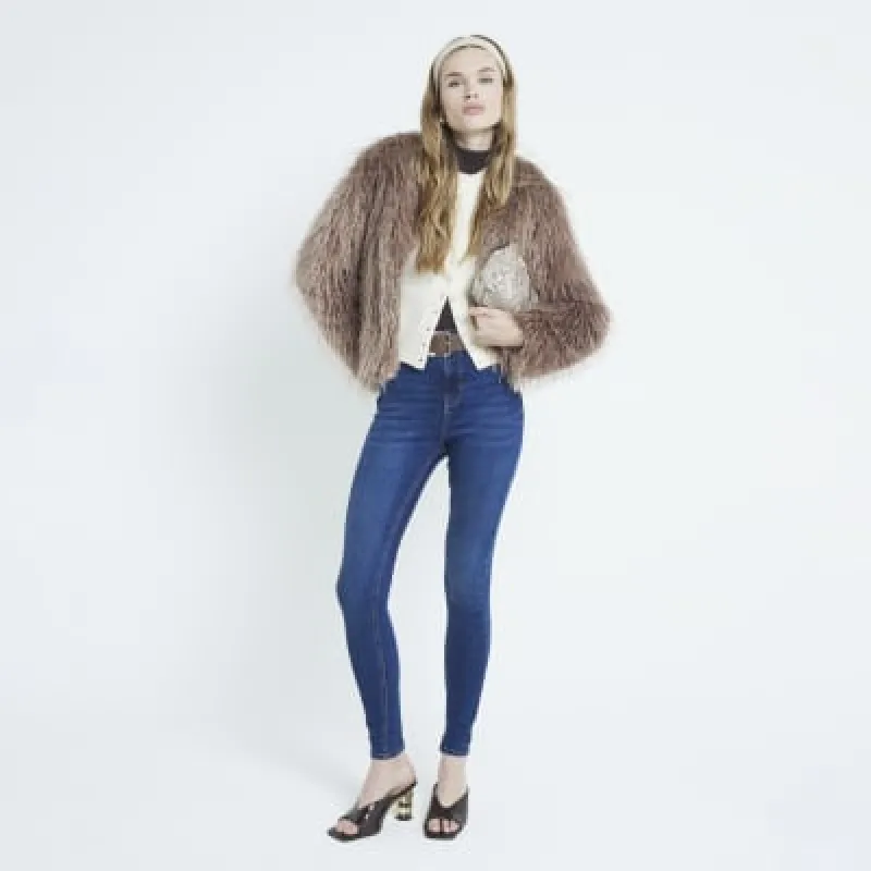 Blue Denim High Waisted Super Skinny Jeans sold by River Island