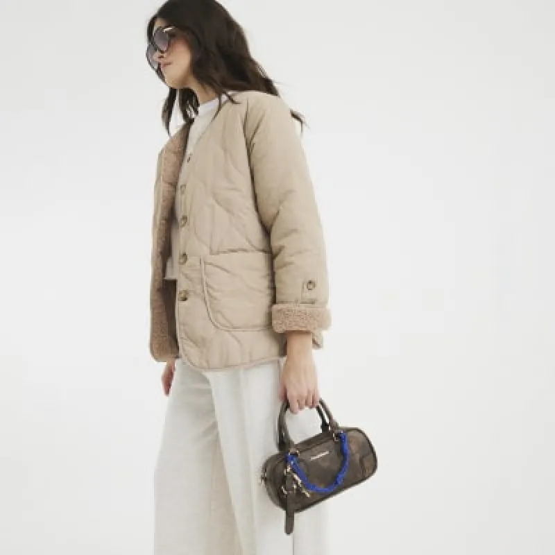 Brown Reversible Borg Quilted Jacket sold by River Island