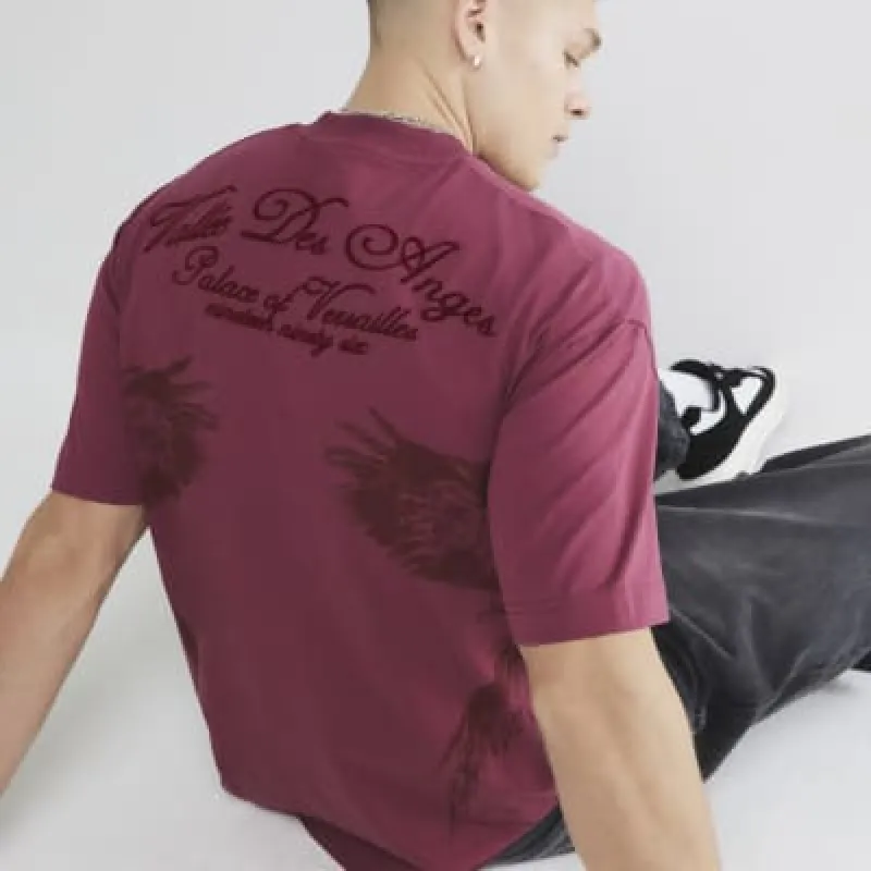 Red Short Sleeve Visa Cross T-Shirt made by River Island
