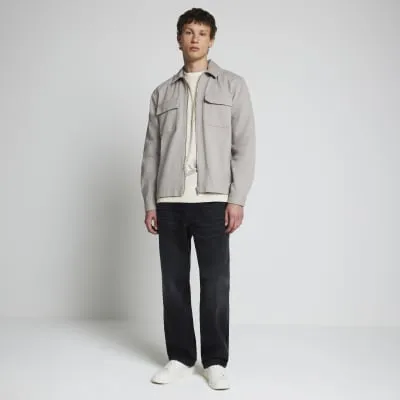 Grey textured zip up overshirt sold by River Island