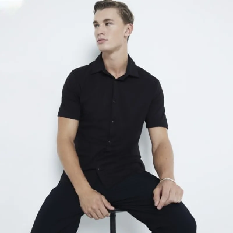 Black Short Sleeve Jersey Shirt sold by River Island