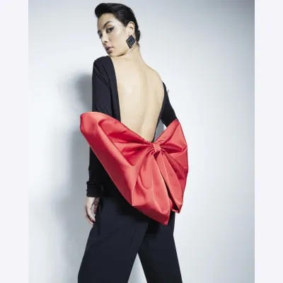 Red Oversized Bow Belt sold by River Island