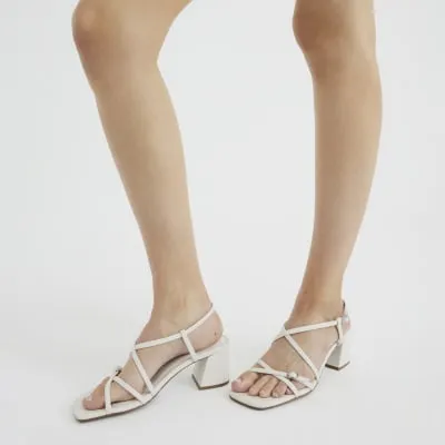 White Wide Fit Strappy Block Heel Sandals sold by River Island