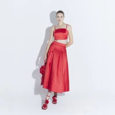 Red Satin Bralette Crop Top sold by River Island