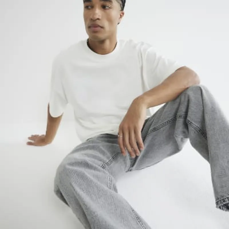 Beige Oversized Fit T-Shirt sold by River Island