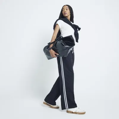 Black Side Stripe Wide Leg Joggers sold by River Island