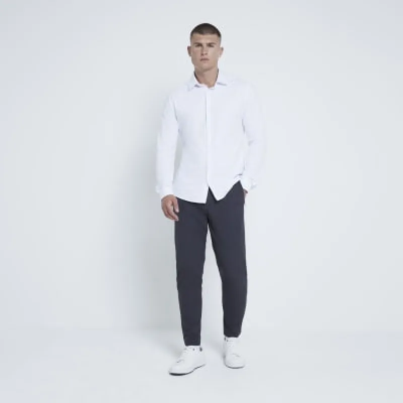 White Muscle Fit Long Sleeve Jersey Shirts sold by River Island