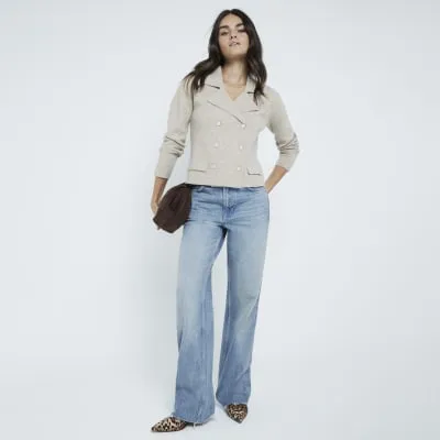 Beige Double Breasted Military cardigan sold by River Island