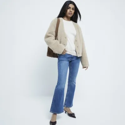 Petite Blue Denim Double Waistband Jeans sold by River Island