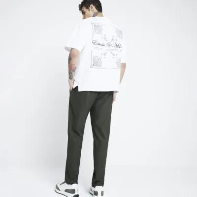 Khaki Slim Fit Plisse Joggers sold by River Island