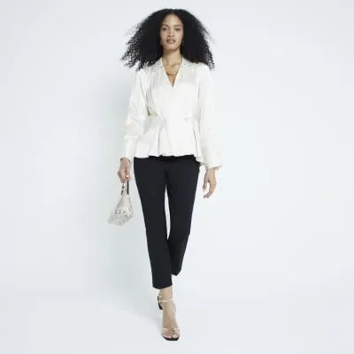 Cream Satin Button Wrap Blouse sold by River Island