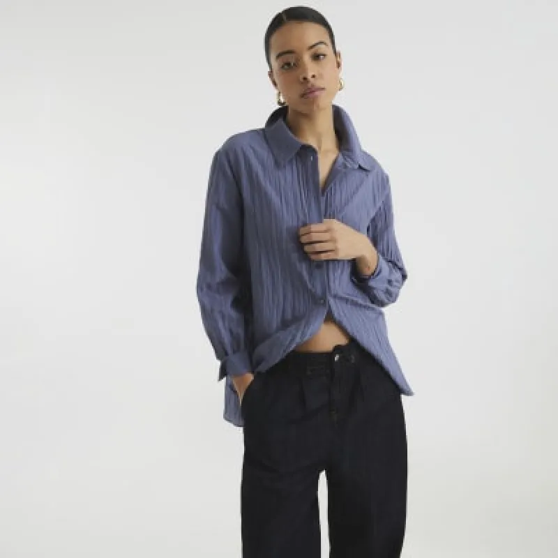 Blue Crinkle Tie Side Shirt sold by River Island