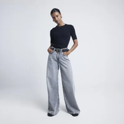 Black Short Sleeve Fitted T-shirt sold by River Island