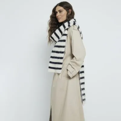 Black Skinny Stripe Scarf sold by River Island