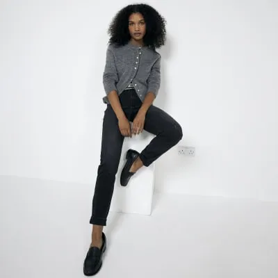 Black High Waisted bum sculpt Mom Jeans sold by River Island