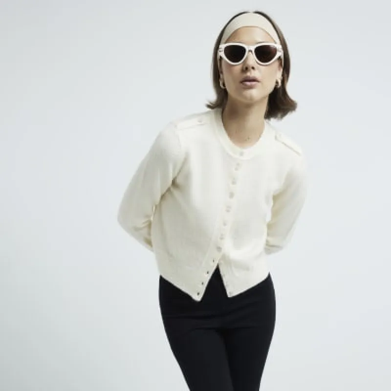 Cream Buttoned Cardigan sold by River Island