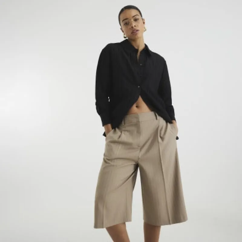 Black Crinkle Tie Side Shirt sold by River Island