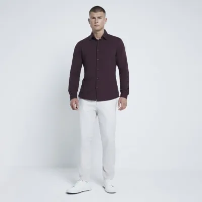 Red Muscle Fit Long Sleeve Jersey Shirts sold by River Island