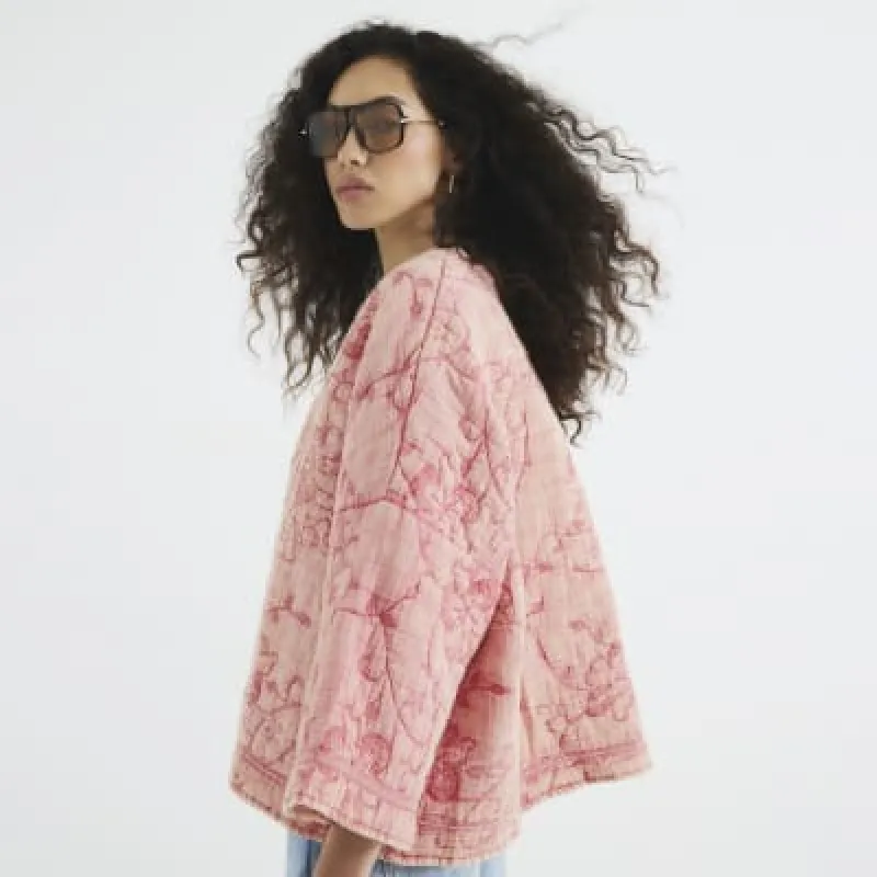 Coral Quilted Oversized Jacket sold by River Island