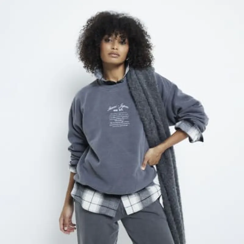 Grey Embroidered Sweatshirt sold by River Island