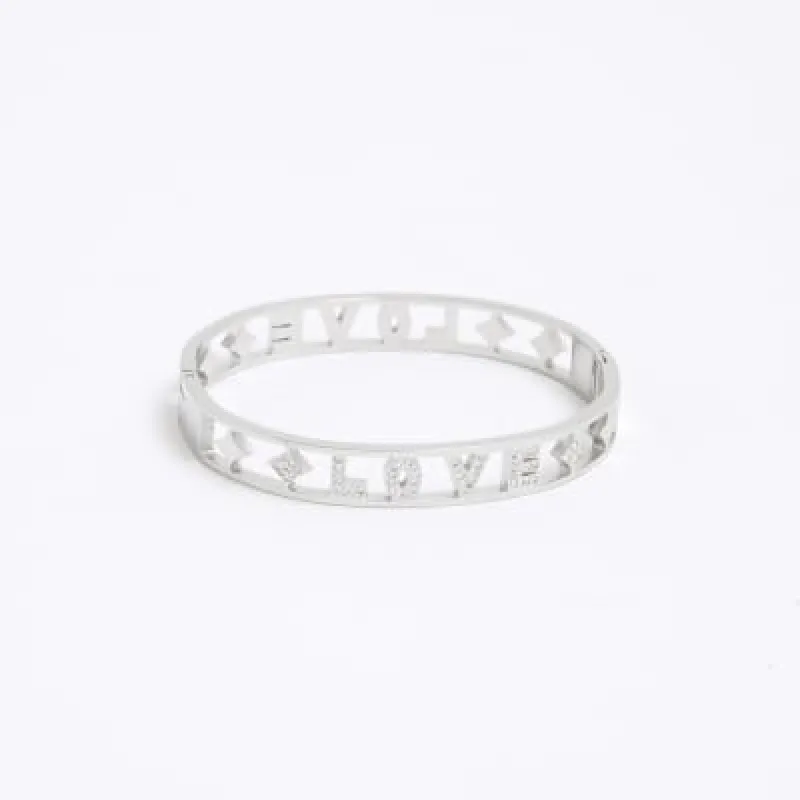 Silver Love Bangle Bracelet sold by River Island