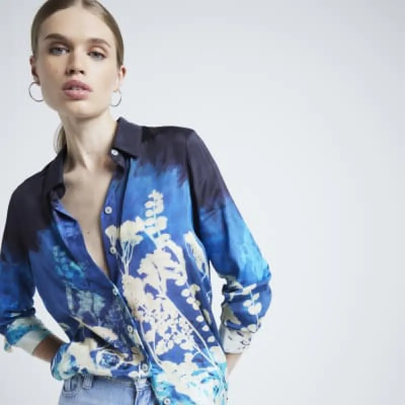 Blue floral ombre long sleeve shirt sold by River Island
