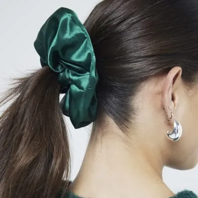 Green Satin Oversized Scrunchie sold by River Island