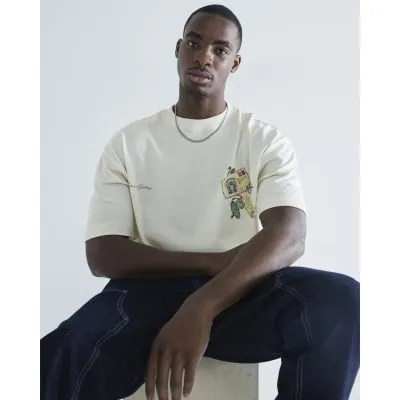 Beige Short Sleeves Christmas T-Shirt sold by River Island