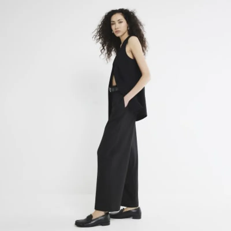 Black Belted Wide Leg Trousers sold by River Island