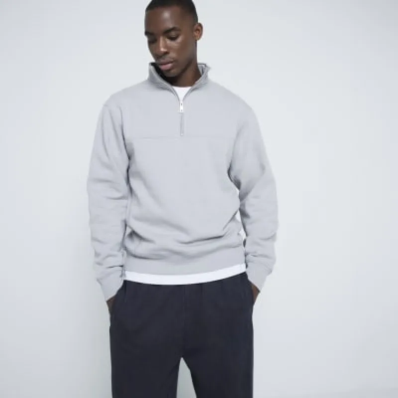 Grey Long Sleeve Polo Shirt sold by River Island