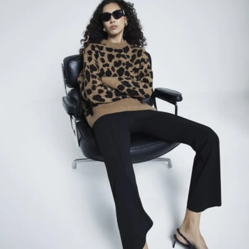 Brown Long Sleeve Leopard Jumper sold by River Island