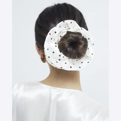 White Polka Dot Scrunchie sold by River Island