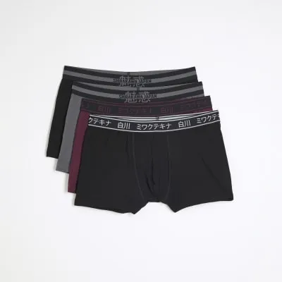 Black 4 Pack Japanese Trunks sold by River Island