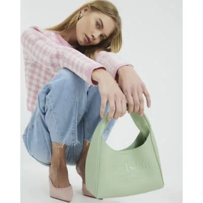 Green Faux Leather Debossed RI Scoop Bag sold by River Island