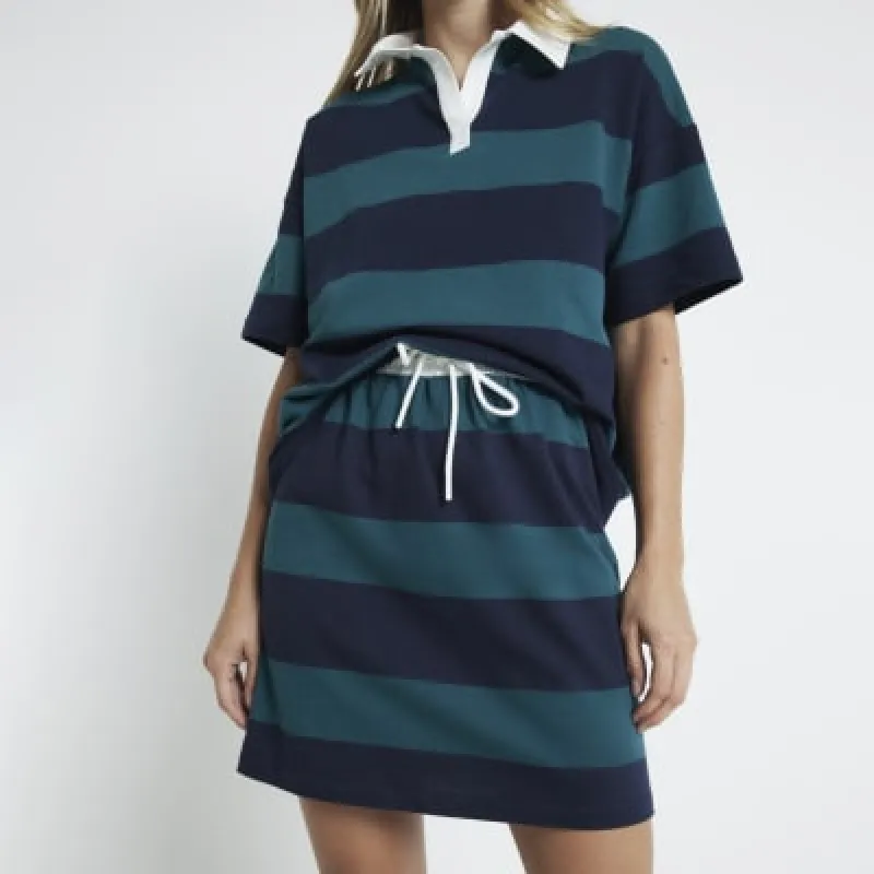 Green stripe mini skirt sold by River Island