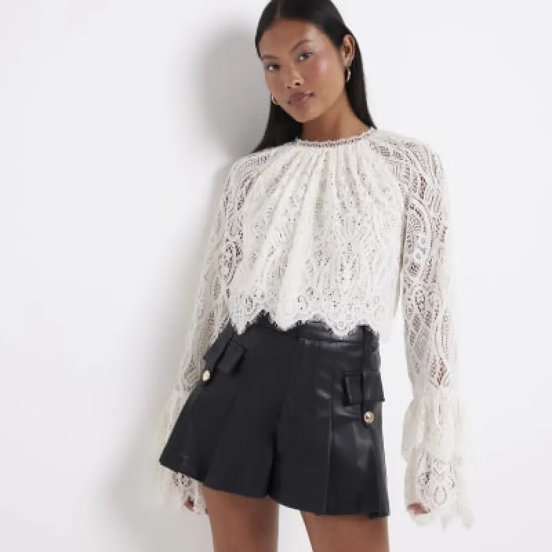 Petite black military shorts sold by River Island