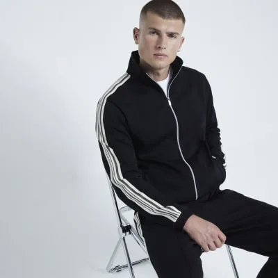 Black Long Sleeved Slim Fit Jacket sold by River Island