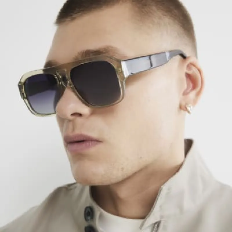Green Aviator Premium Acetate Sunglasses​ sold by River Island