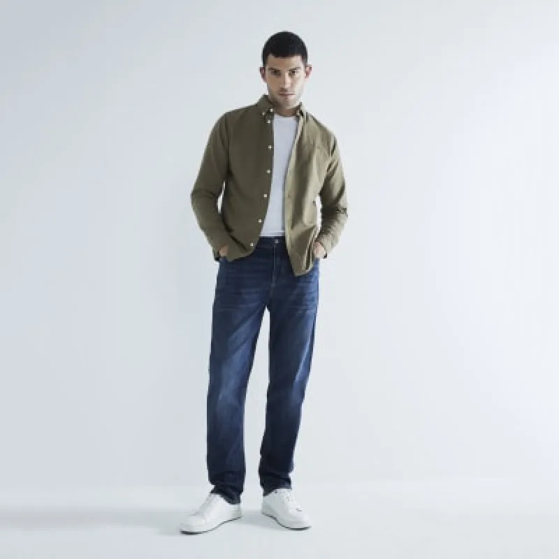 Khaki Long Sleeve Embroidery Oxford Shirt sold by River Island