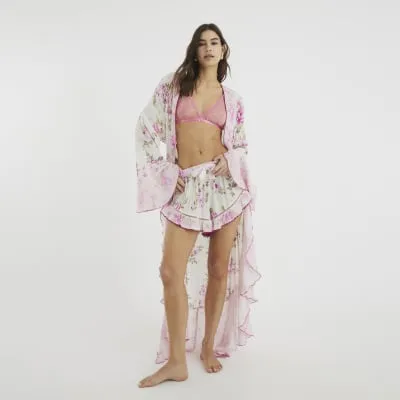 Pink Waterfall Floral Maxi Robe sold by River Island