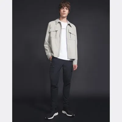 Grey Utility Pockets Overshirt sold by River Island
