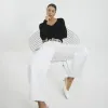 Black Long Sleeve V Neck Top sold by River Island