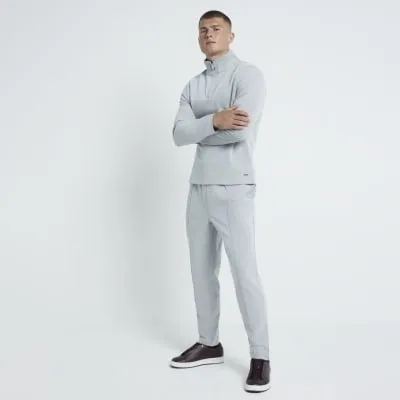 Grey Pique Textured Slim Fit Joggers sold by River Island