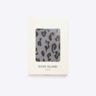 Black Sheer Leopard Print Tights sold by River Island