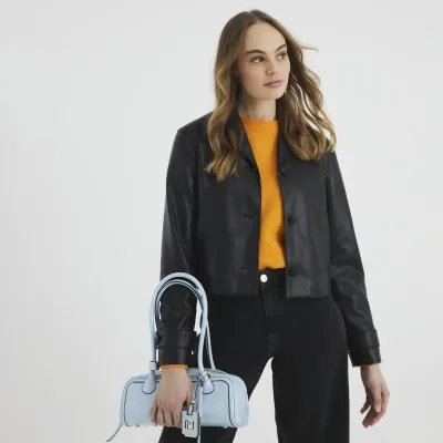 Black Faux Leather Blazer sold by River Island