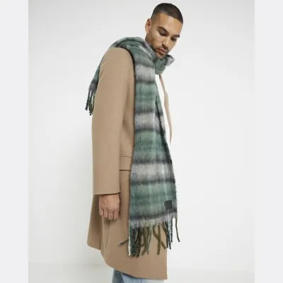 Green Checked Fluffy Brushed Scarf sold by River Island
